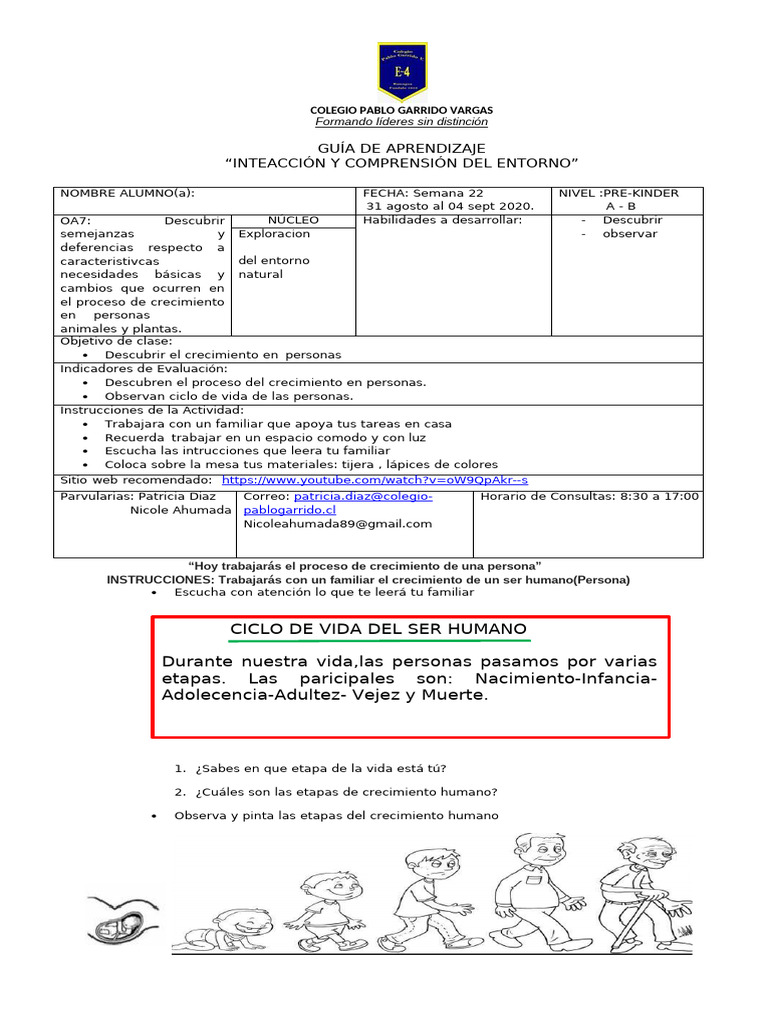Guia Prekinder Sem22 | PDF | Ciencia cognitiva | Aprendizaje