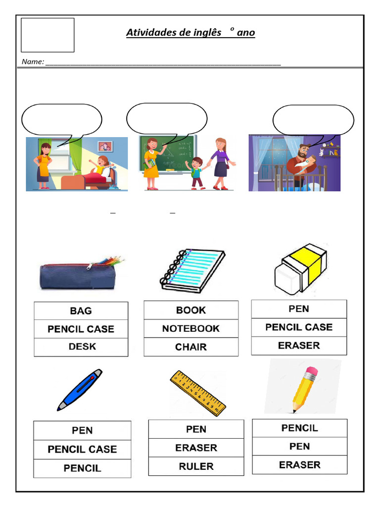 Atividades de Inglês Ensino Fundamental 1 | PDF