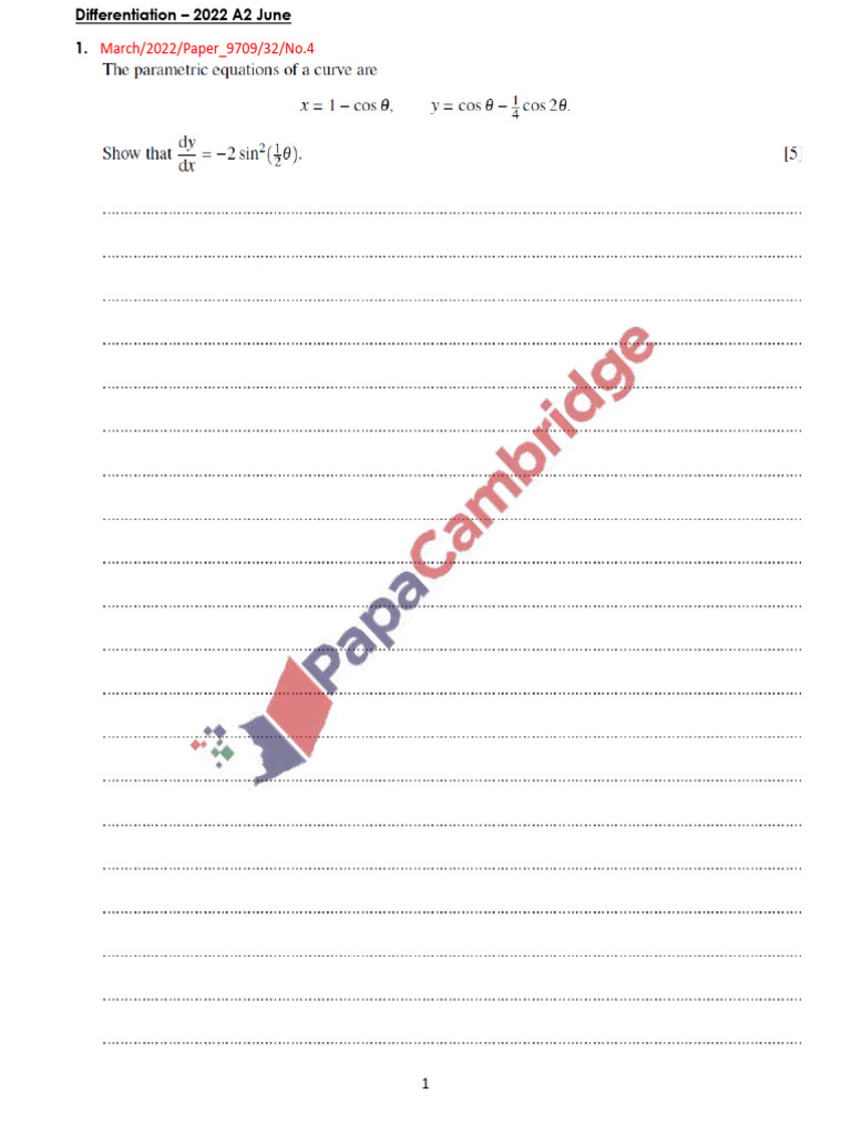 Differentiation 2022 A2 June 1 | PDF