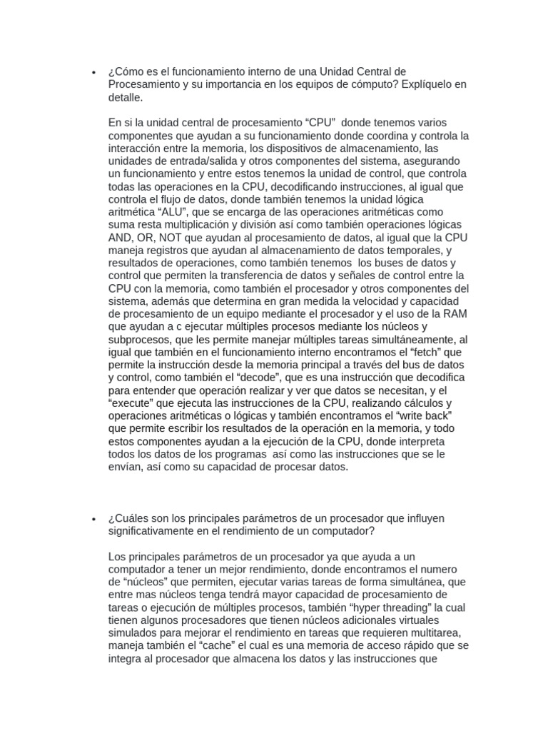 Funcionamiento y Registros de la CPU | PDF | Unidad Central de ...
