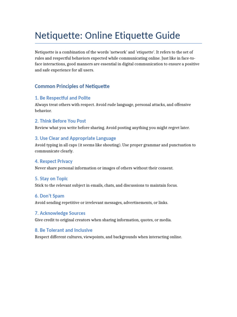 Online Etiquette Essentials Guide | PDF