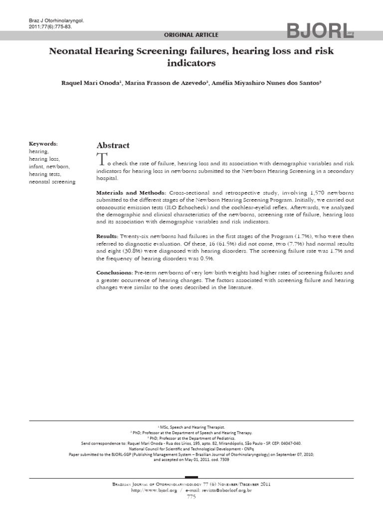 Neonatal Hearing Screening | PDF | Hearing Loss | Infants