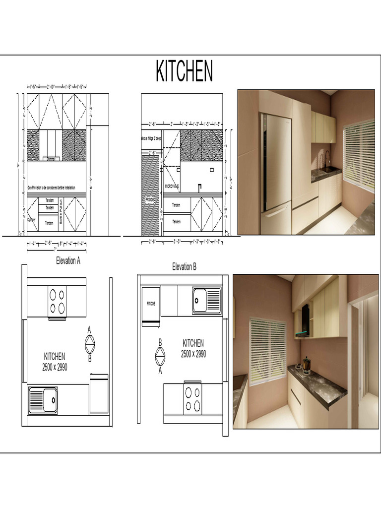 Kitchen Elevation and Layout Details | PDF