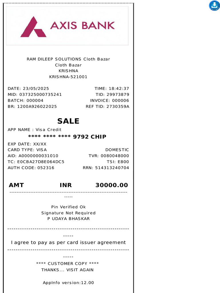 Chargeslip for Cloth Bazar Purchase | PDF