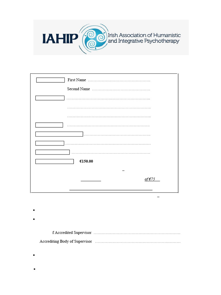 IAHIP Associate Application Form | PDF | Psychotherapy | Insurance