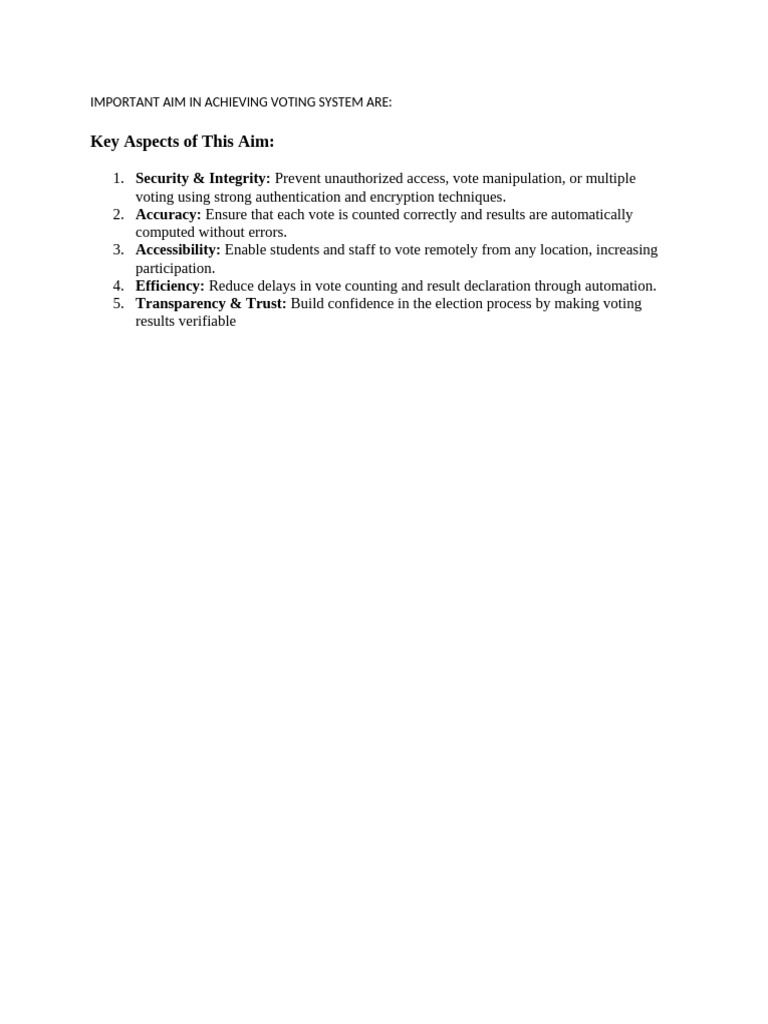 Important Aim in Achieving Voting System Are | PDF