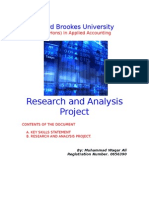 Research and Analysis Project: Oxford Brookes University