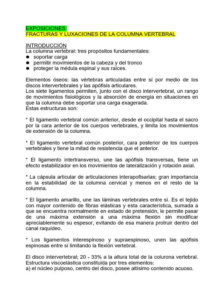 Fracturas y Luxaciones de la Columna Vertebral | PDF | La columna ...