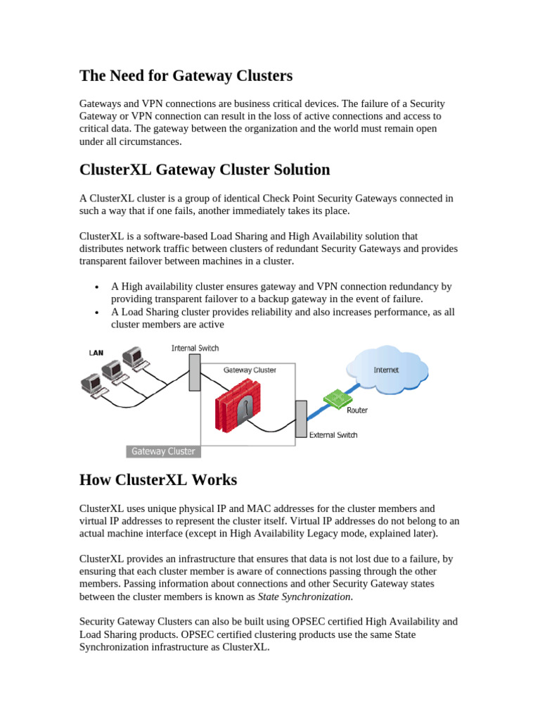 Gateway Clusters: High Availability & Load Sharing | PDF | Transmission ...