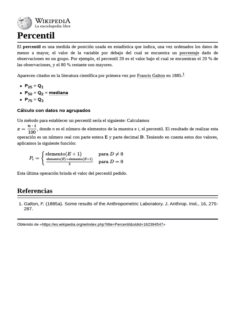 Definición y cálculo del percentil | PDF