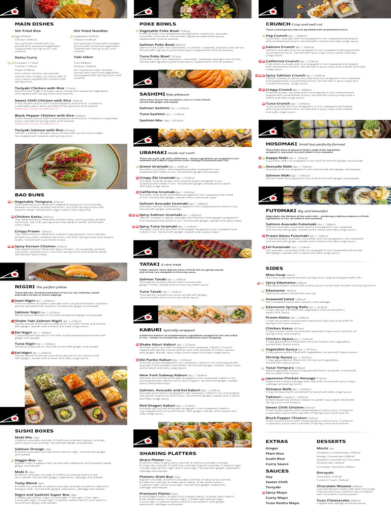 Sushi Co Menu and Nutritional Info | PDF | Sushi | Asian Cuisine