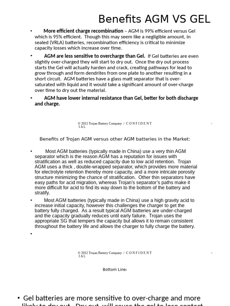 AGM vs Gel Battery Efficiency Comparison | PDF | Electricity | Energy ...