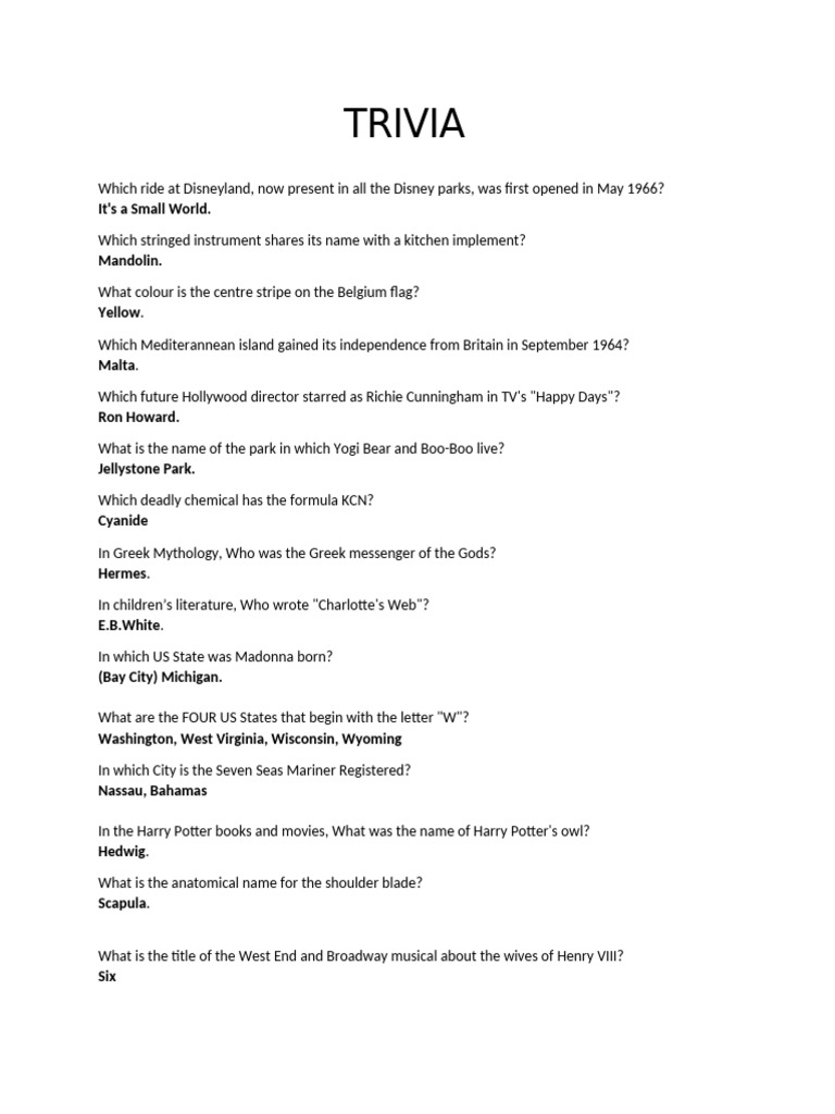 Trivia 9 | PDF