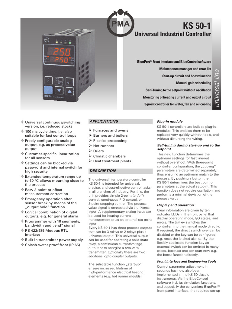KS 50-1 Universal Temperature Controller | PDF | Relay | Switch