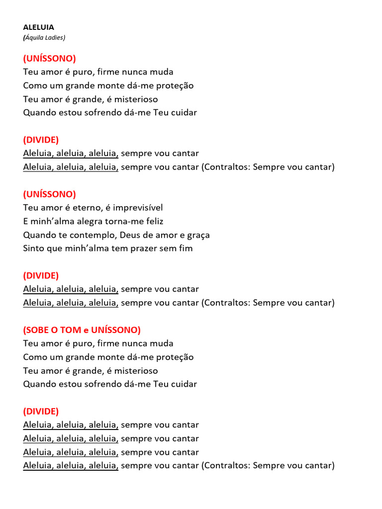Letra da Música Aleluia | PDF