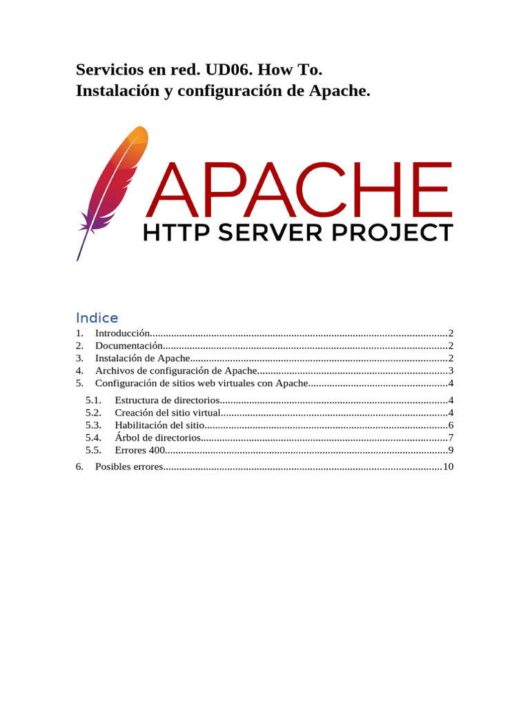 Instalación y Configuración de Apache | PDF | Servidor HTTP Apache ...