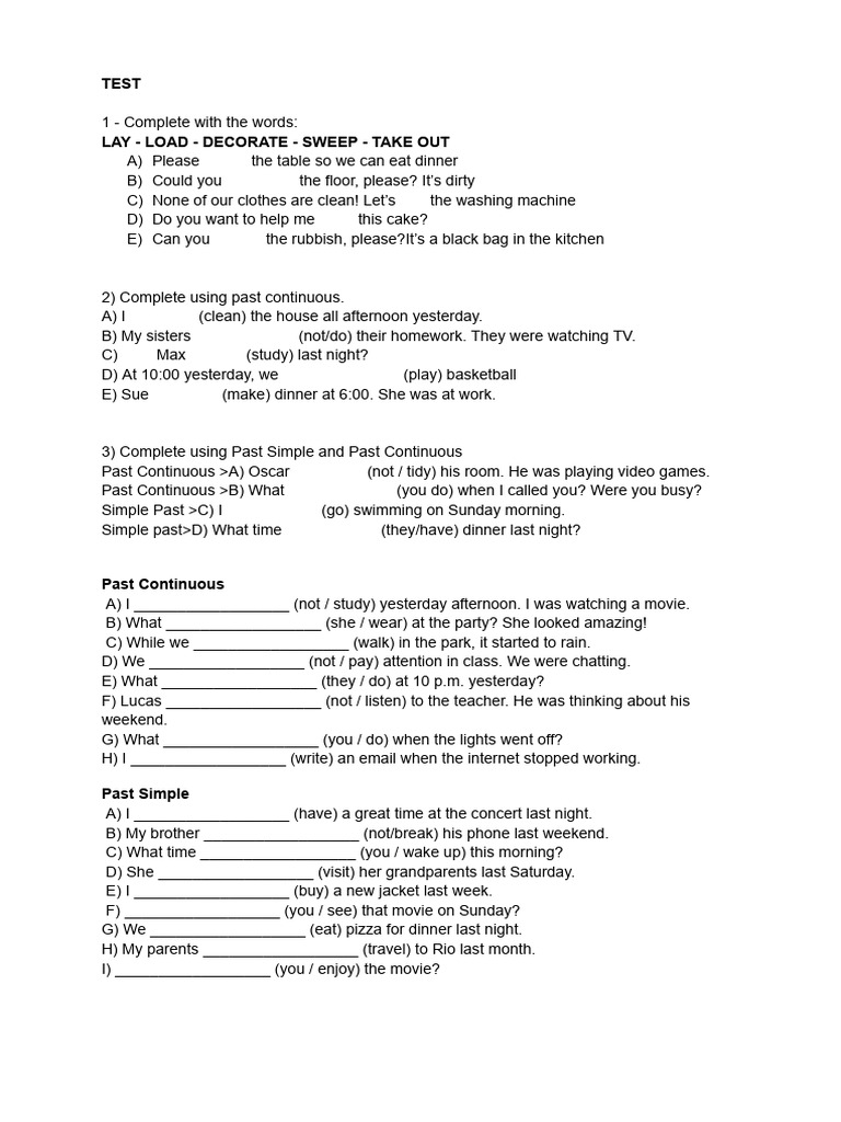 Past Continuous and Simple Past | PDF