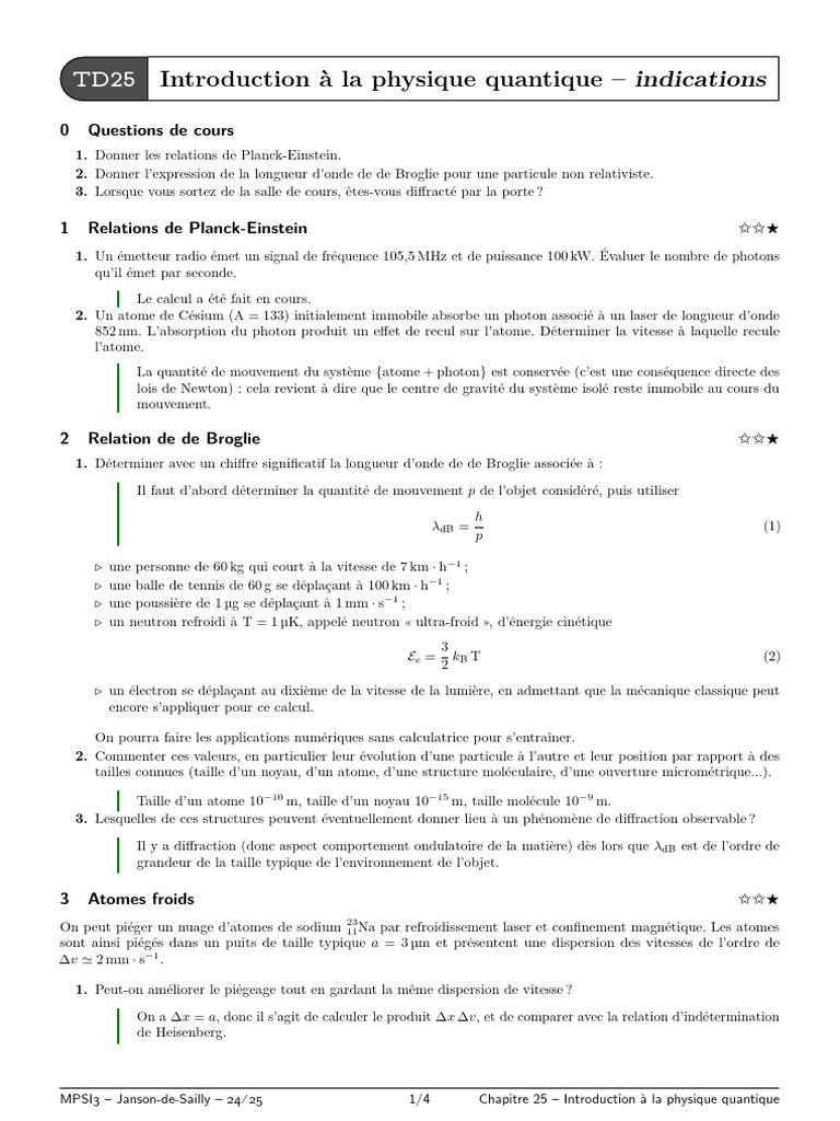 Introduction à la physique quantique | PDF | Atomes | Photon