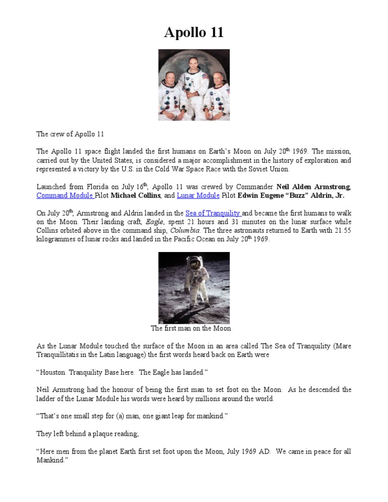 Apollo 11: First Moon Landing Crew | PDF | Apollo 11 | Apollo Program