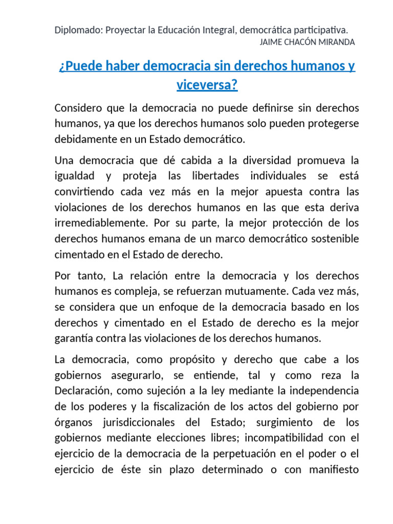 Democracia y Derechos Humanos | PDF | Democracia | Ideologías políticas