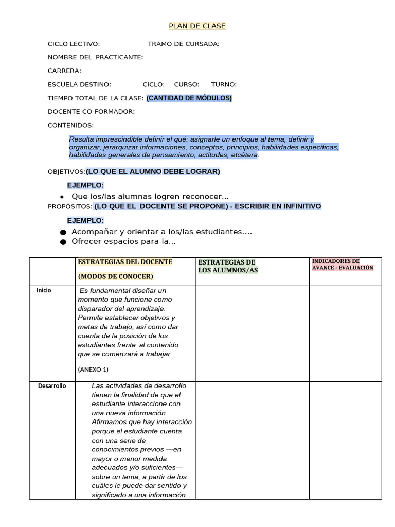 Plan de Clase: Estrategias y Evaluación | PDF | Evaluación ...