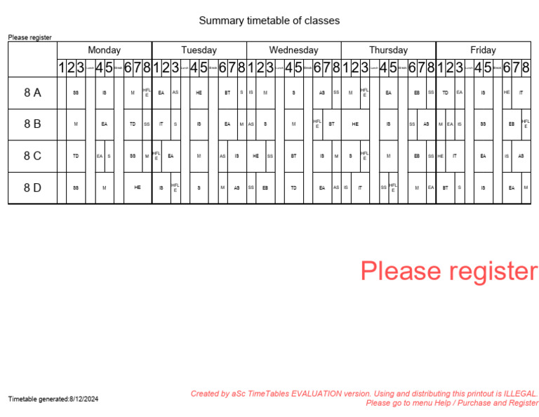 Class Timetable Registration Guide | PDF