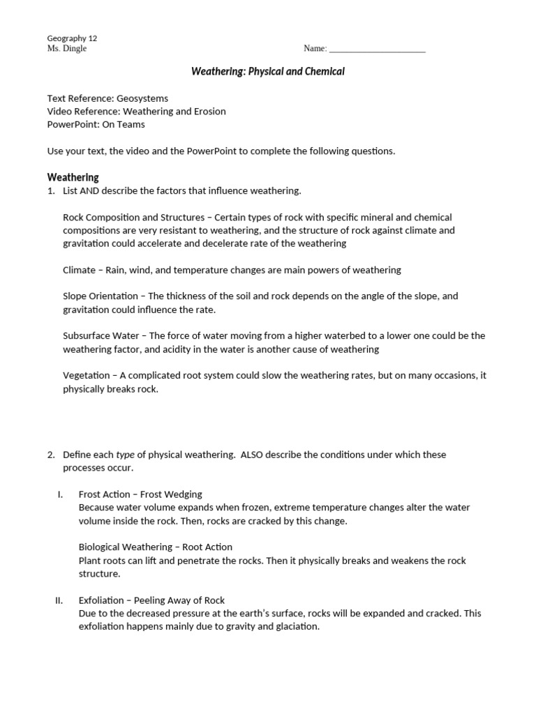 Weathering: Types and Influences Explained | PDF | Weathering | Soil
