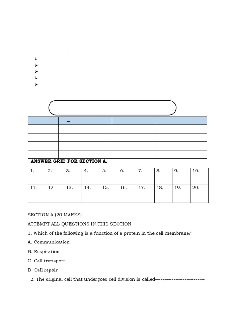 s4 End of Term Bio Set One HP 2025 | PDF | Glucose | Atrium (Heart)