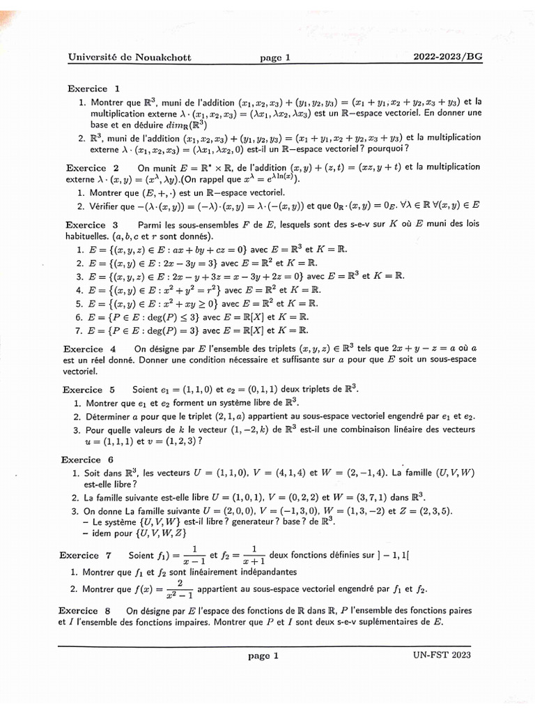 Correction TD1 Math S2 (Complet) | PDF
