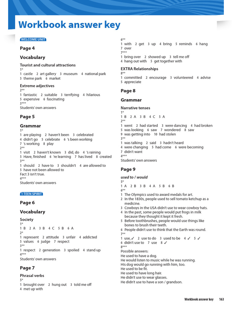 Workbook Answer Key Overview | PDF | Grammar | Linguistics