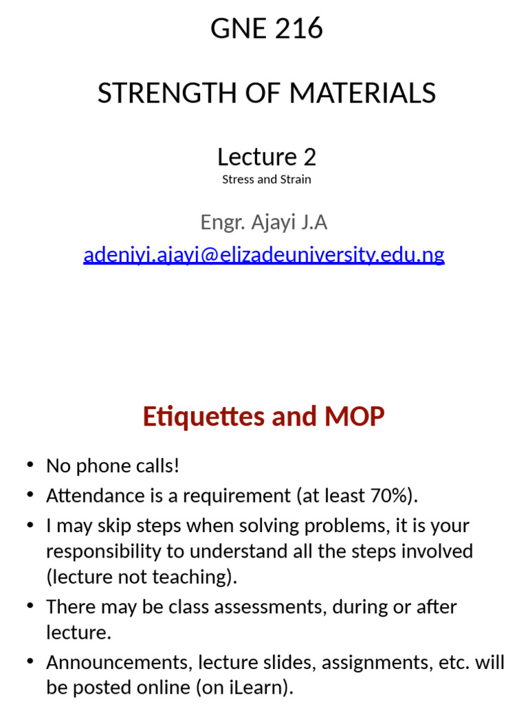 LECTURE 2 Strength of Materials-1 | PDF | Deformation (Engineering ...