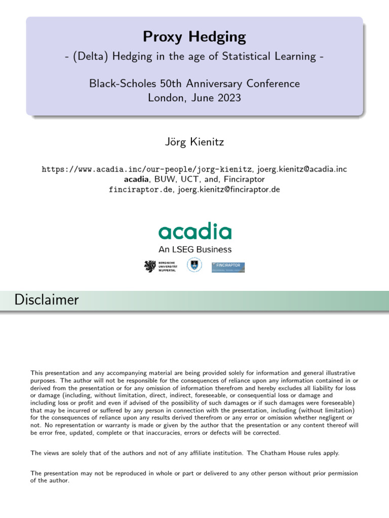 Slides CQF 50 y Black Sches Proxy Hedging | PDF | Option (Finance) | Hedge  (Finance)