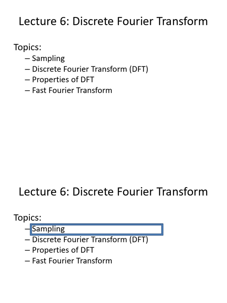 Lecture 06 1 | PDF | Discrete Fourier Transform | Fourier Analysis