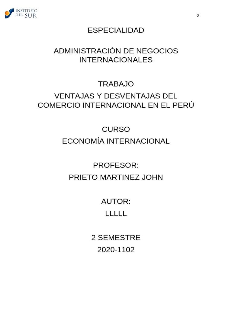 Ventajas y Desventajas del Comercio Internacional en Perú | PDF | El ...