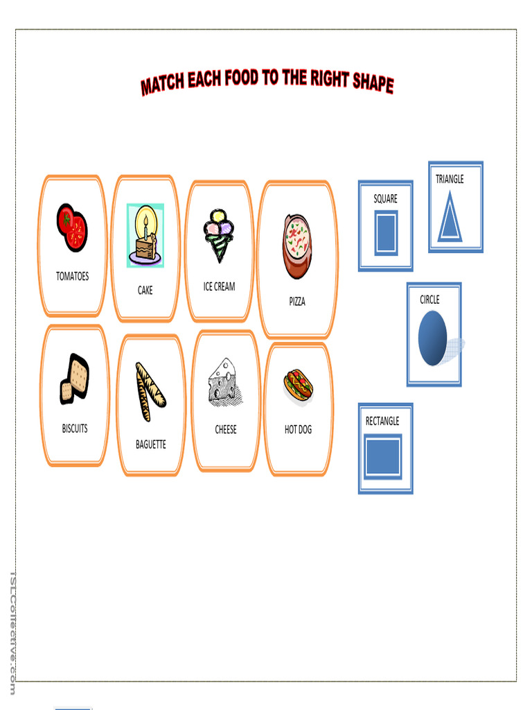 Match Each Food To The Right Shape. | PDF