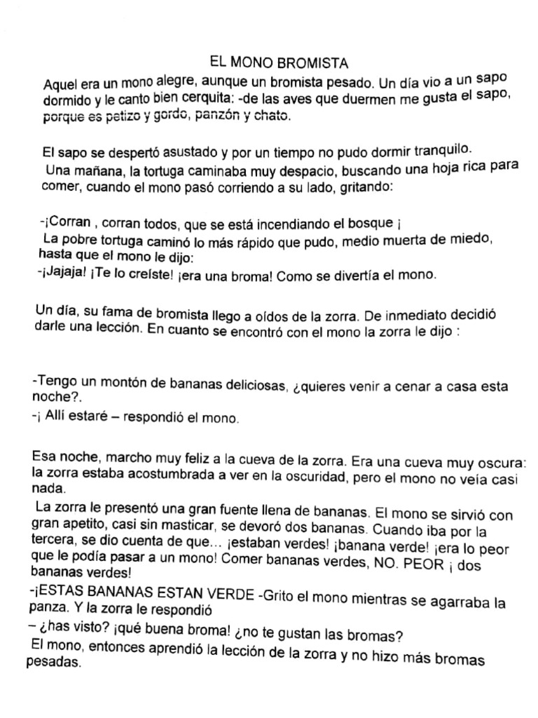 El mono y su lección de bromas | PDF