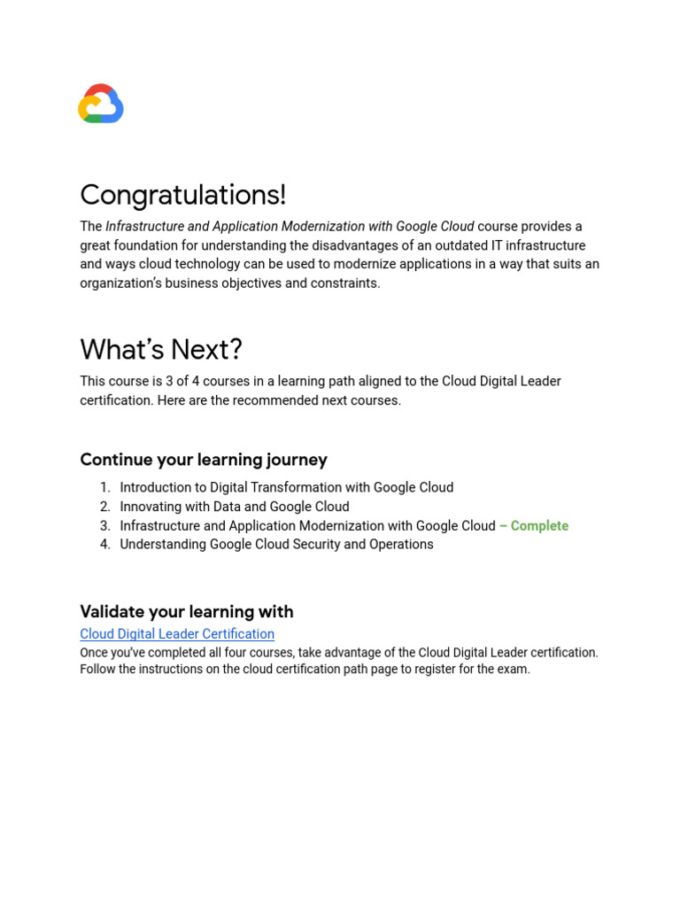 What's Next - Infrastructure and App Modernization With Google Cloud | PDF
