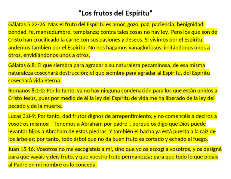 Frutos del Espíritu en la Biblia | PDF