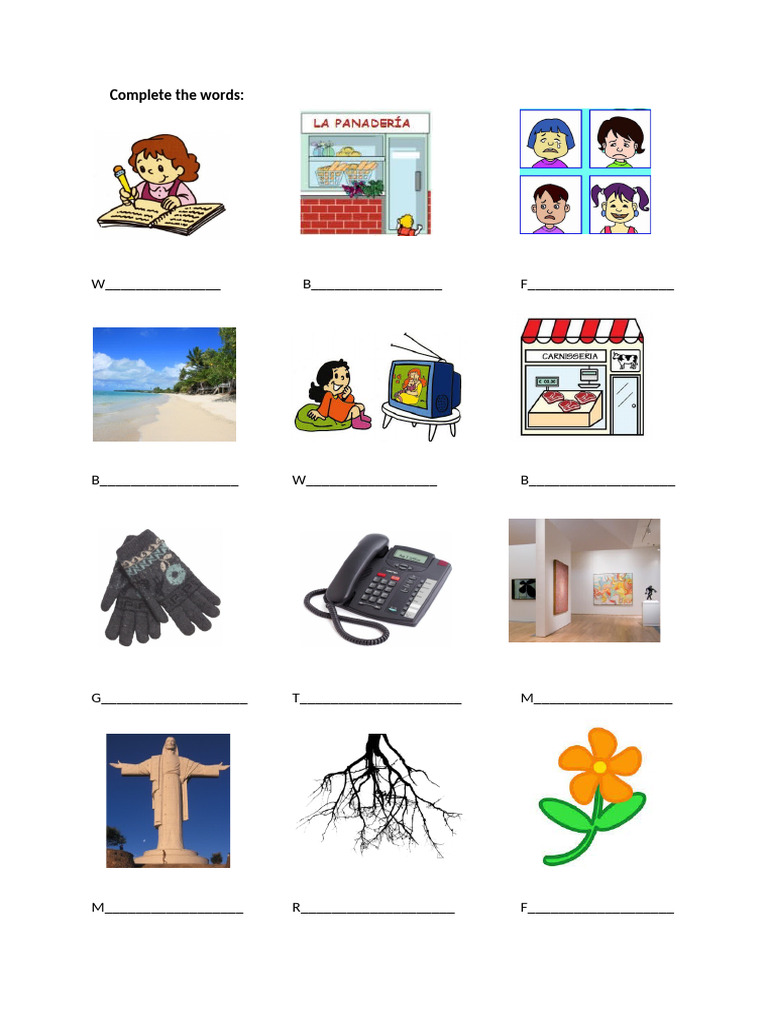 Complete the Words Exercise | PDF