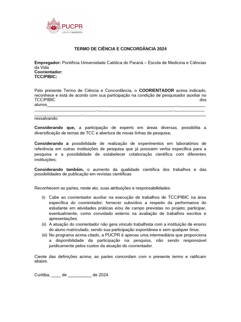Termo de Ciência e Concordância 2024 | PDF
