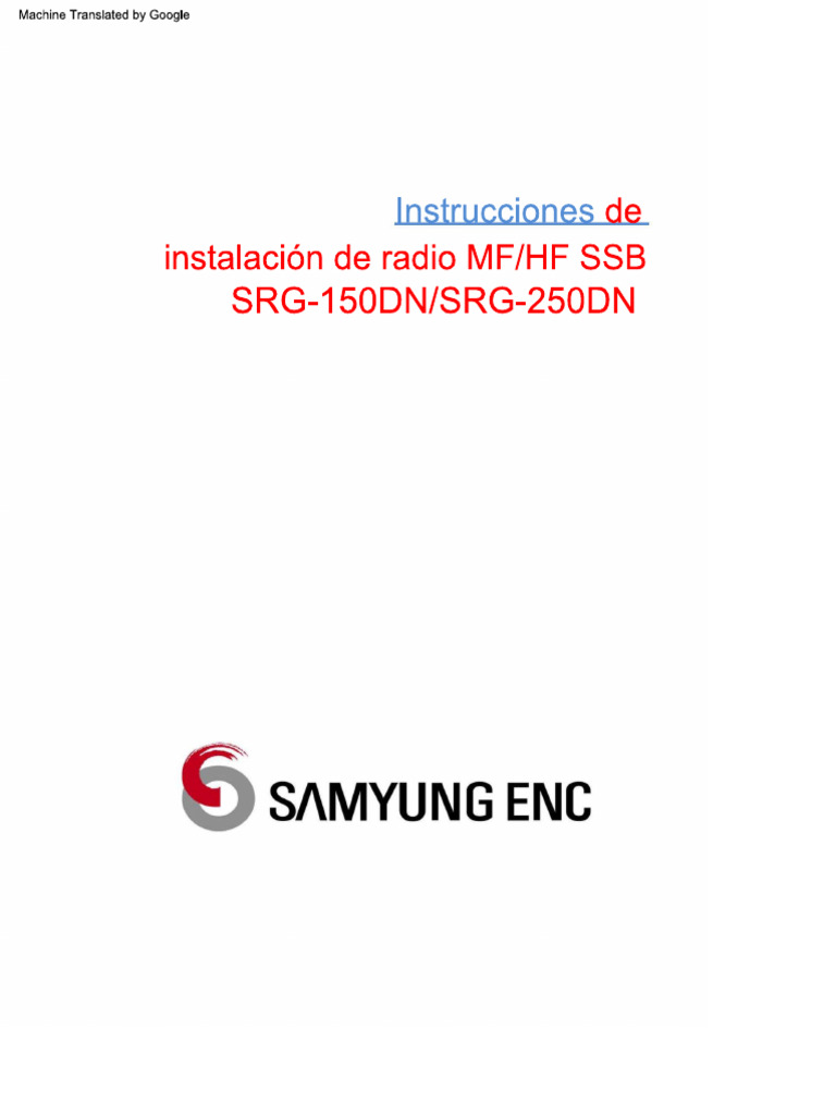 Equipo TC Samyung MF HF SRG 150 DN | PDF