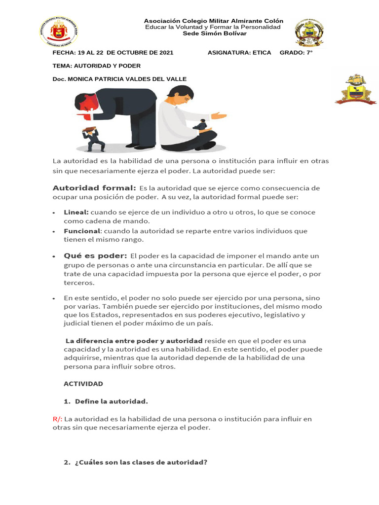 Actividad de Autoridad y Poder | PDF