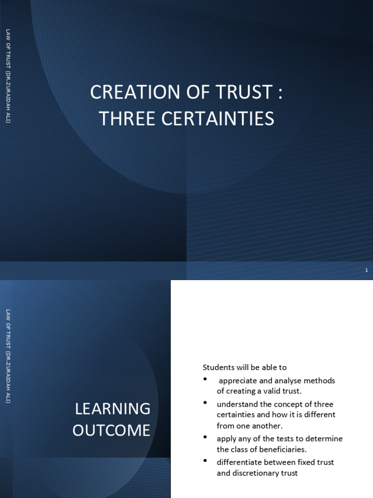Creating Valid Trusts: Three Certainties | PDF | Wills And Trusts | Justice