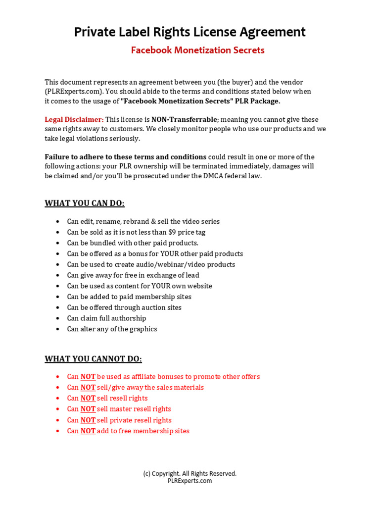 important!!!!!! Read Your PLR License | PDF