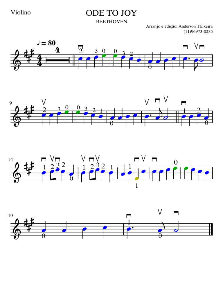 Beethoven's Ode to Joy for Violin | PDF