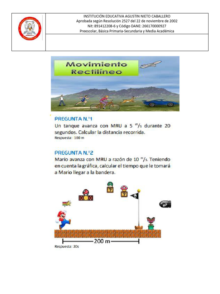 M.R.U. Problemas | PDF