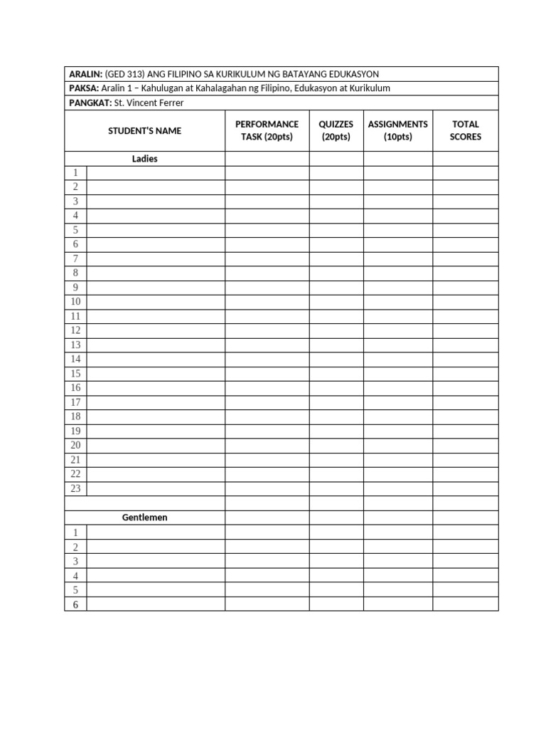 Score Sheet | PDF