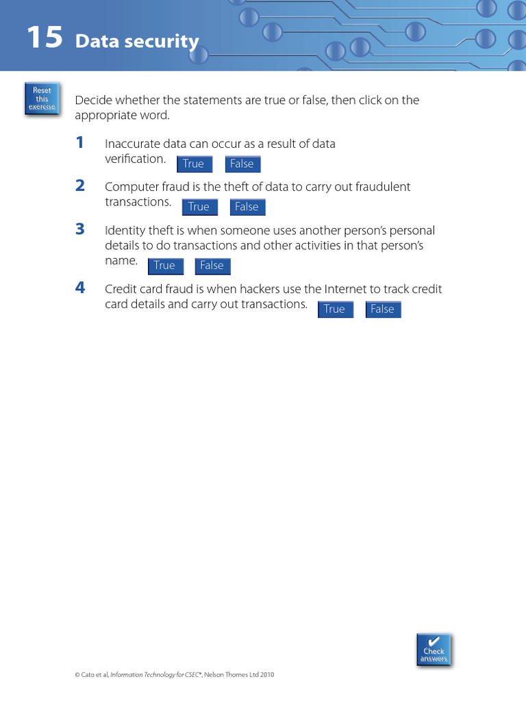Data Security True or False Quiz PDF