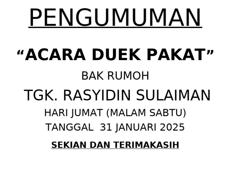 Duek Pakat | PDF
