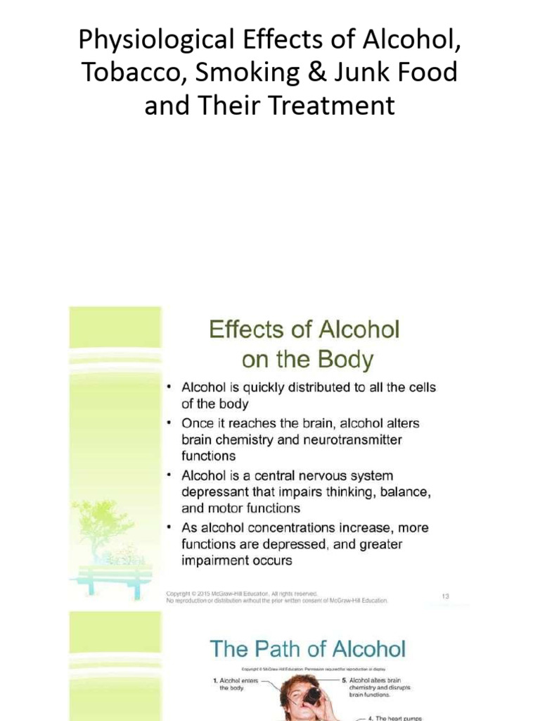 Physiological Effects of Alcohol - Tobacco - Smoking | PDF